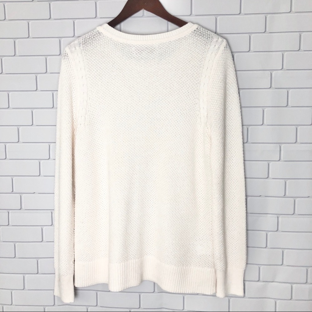 LOFT | Cable Knit Trim Stitchy Sweater Large - Picture 3 of 5